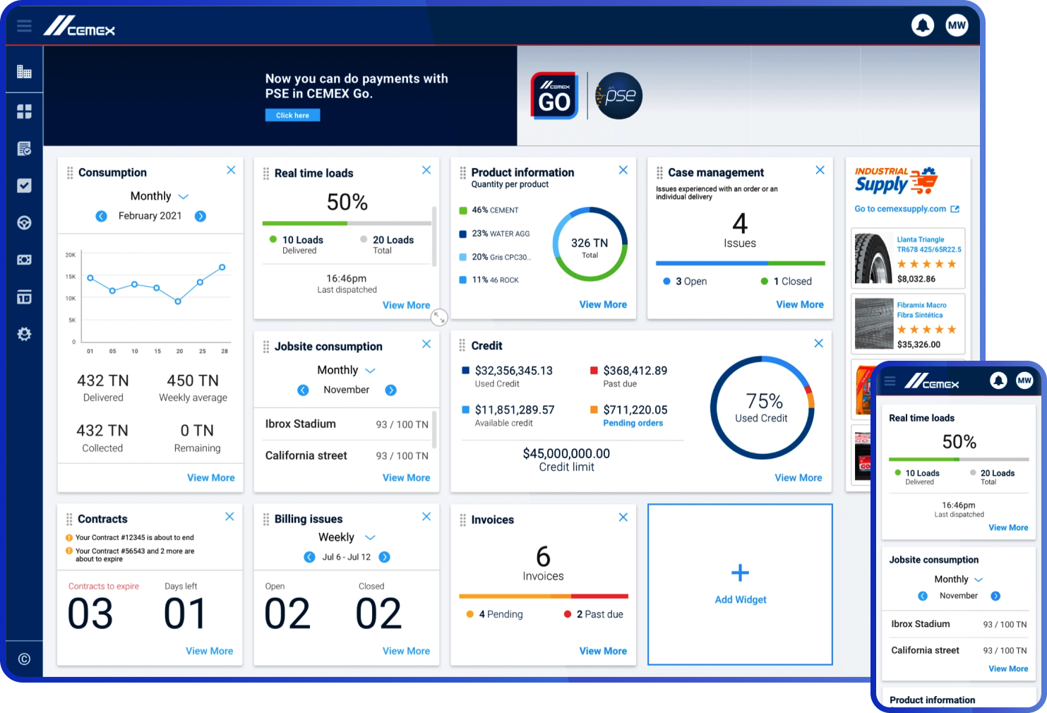 A depiction of the cemex go project interface